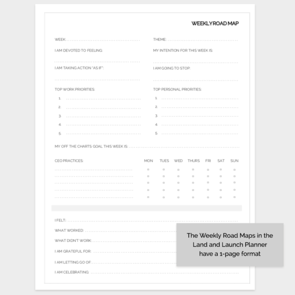 Land and Launch Weekly Road Map - The DDA Planner